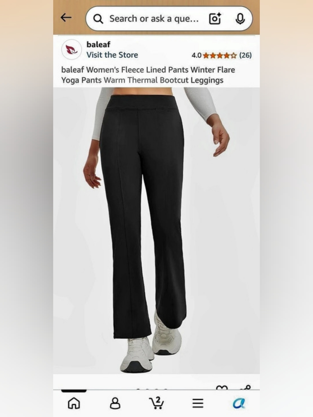 baleaf Fleece Lined Pants Flare Pants in Black NWT Size M